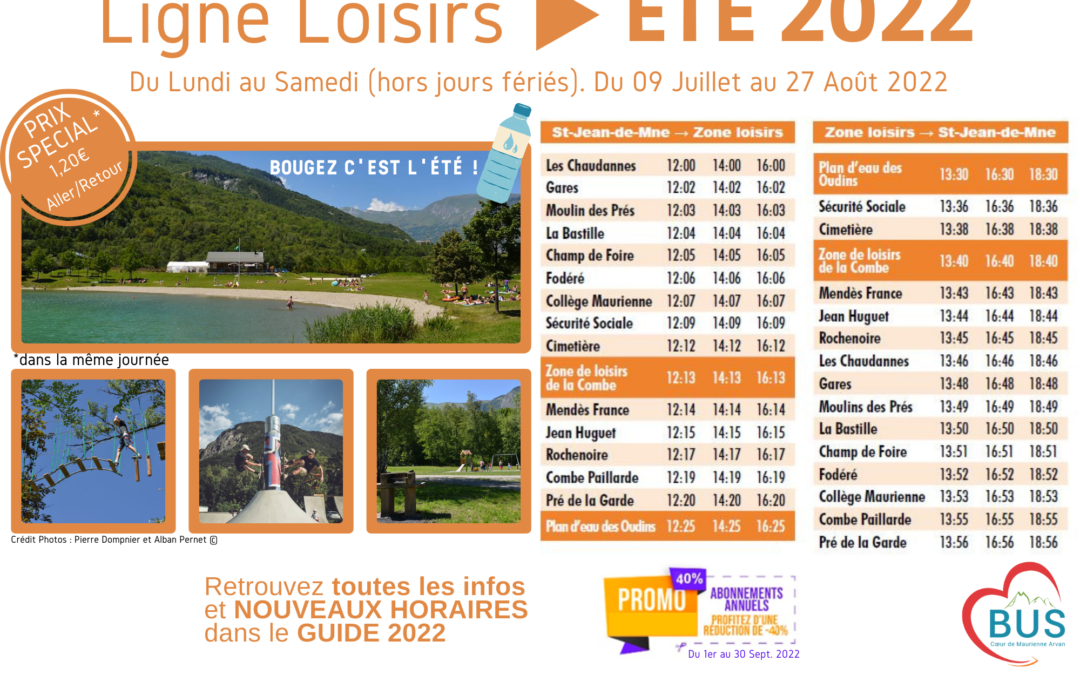 Horaires 2022 – Ligne Loisirs