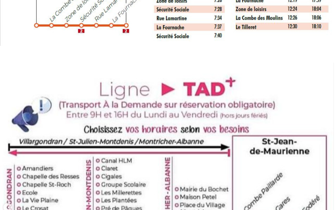 Horaires Ligne 5 et TAD+